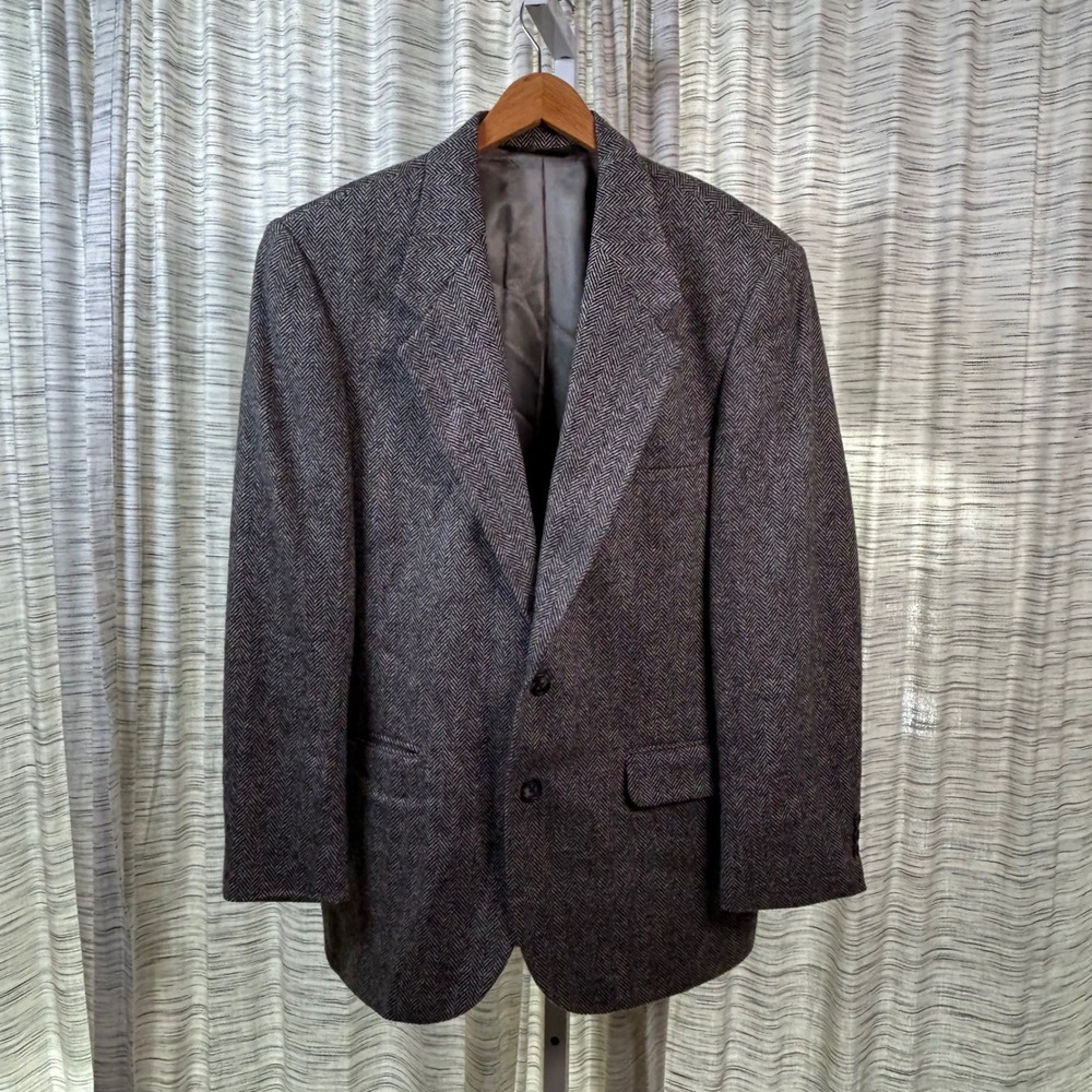 Cricketeer Herringbone‎ Sport Coat Blazer Brown Gray Textured Business Casual